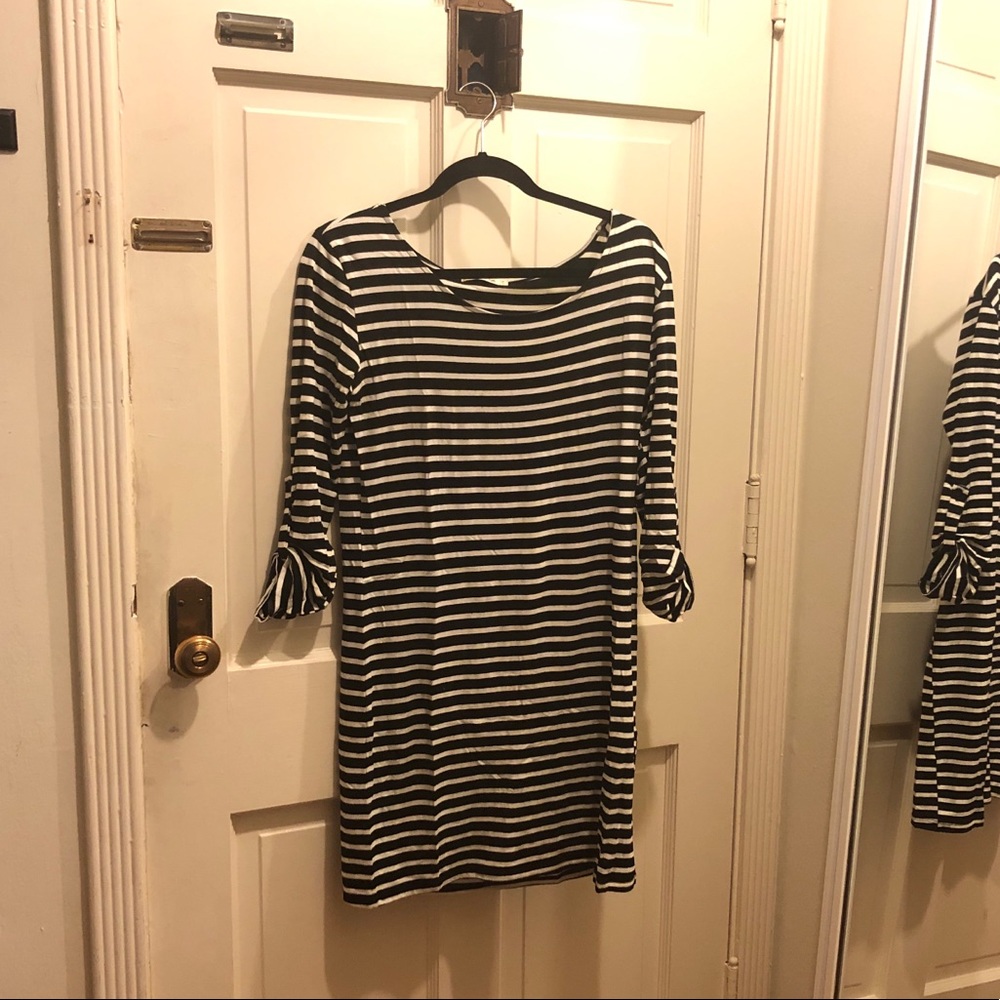 Black and white striped dress